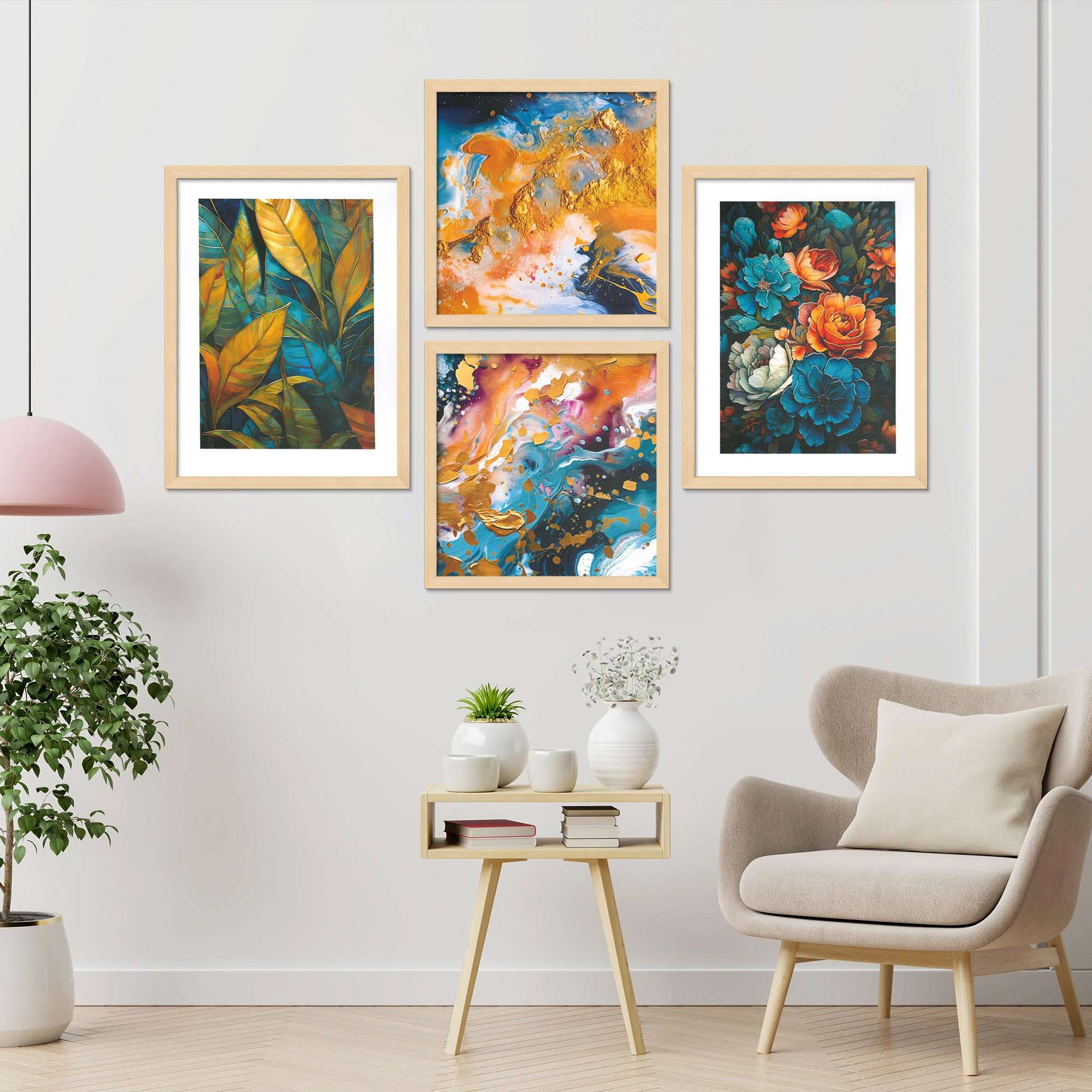 SET OF 4 DIGITAL WALL PAINTING